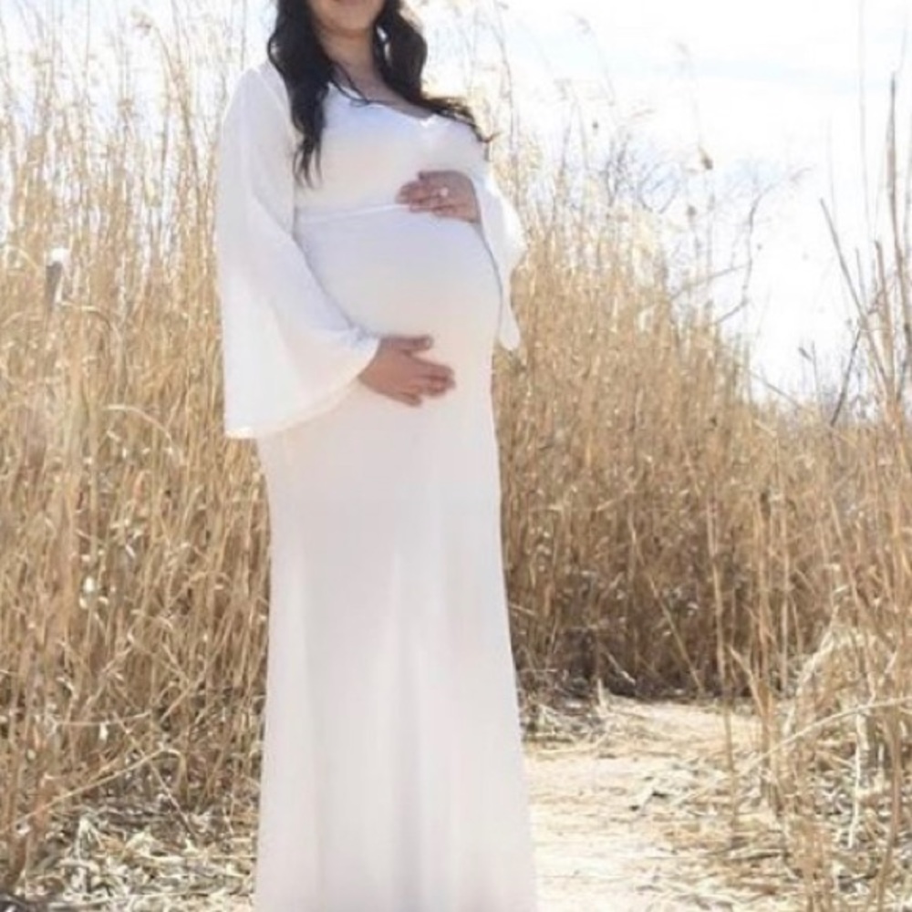 White maternity maxi dress